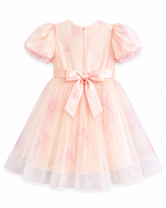 Robe de fête en tulle à imprimé floral pour filles avec manches bouffantes |   Robe élégante pour occasions spéciales - Product Image 2