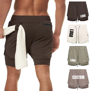 Shorts de compresión 2 en 1 de poliéster de secado rápido para correr, shorts deportivos ajustados para hombre, shorts de doble capa para hombre - Product Image 1