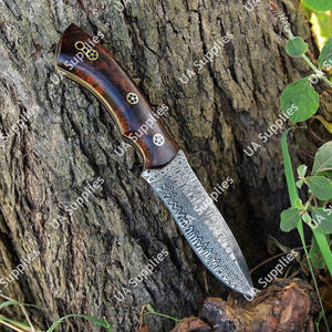 มีดดาบเหล็กดามัสกัสแบบเต็มด้าม สำหรับกิจกรรมกลางแจ้ง บุชคราฟท์ ใบมีดคมกริบ สำหรับตั้งแคมป์ ล่าสัตว์ ปลายใบมีดแบบดรอปพอยต์ ขนาด 9 นิ้ว OEM - Product Image 6