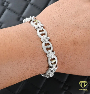 Bracelet de bijoux en argent de luxe VVS Lab Diamants Fleur et lien rond Design Symbole religieux chrétien - Product Image 2