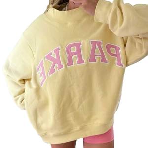 Sudadera de Cuello Alto Oversize para Mujer, de Alta Calidad, Color Sólido, Hombros Caídos, Manga Larga, Transpirable, 100% Algodón, Estilo Otoñal - Product Image 5