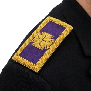 Épaulettes rectangulaires brodées en or violet, à coudre, badges d'épaule en tissu, accessoires d'uniforme - Product Image 5