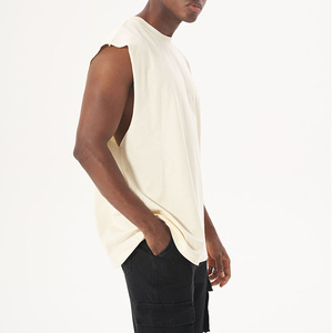 Camiseta sin mangas básica para hombre, cuello redondo, 100% algodón, chaleco muscular, camiseta deportiva para gimnasio, transpirable, ecológica, antipilling - Product Image 1