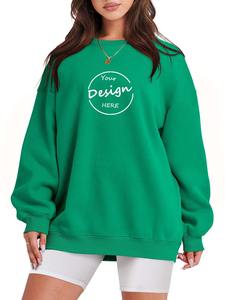 Sudadera de cuello redondo holgada de algodón con parche bordado personalizado y estampado puff, de hombros caídos y corte oversize para mujer - Product Image 6