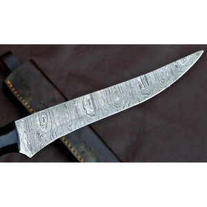 Cuchillo de filetear hecho a mano de acero de Damasco, cuchillo de pesca, el mejor regalo para amantes de la pesca, cuchillo personalizado con mango de hueso. - Product Image 2