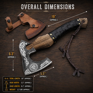 Hache Tomahawk SAZ ENTERPRISES à dos plat en acier au carbone forgé à la main, 19 pouces, manche en bois de frêne pleine longueur, pour l'extérieur, qualité DIY - Product Image 6
