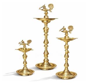 Wedding Candle Holder <b>Stand</b> Metal Floor Lamp Diya <b>Stand</b> Decorative Brass Finish Event Decor Temple Style Centerpiece Set - Product Image 1