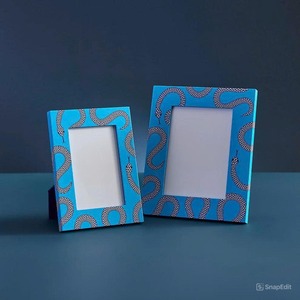 Luxury Lacquer <b>Picture</b> <b>Frame</b> With Blue Geometric Pattern Handmade Decorative Photo <b>Frame</b> Home Decoration - Product Image 2