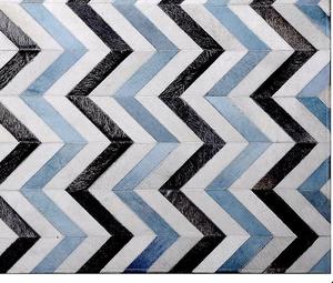 Alfombra rectangular de cuero Colorblock a rayas llamativas hecha a mano de calidad antideslizante lavable para sala de estar dormitorio comedor único - Product Image 5