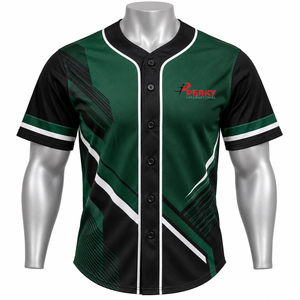 Maillot de baseball conçu avec un tissu tricoté respirant, fermeture boutonnée intégrale, coupe confortable et régulière, coutures renforcées aux épaules - Product Image 1