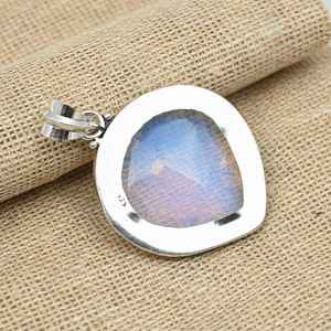 Pendentif en opale laiteuse, bijoux en argent sterling 925 massif, fait main, magnifique cadeau d'anniversaire pour elle - Product Image 6