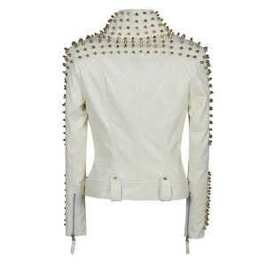 Chaqueta de cuero con tachuelas para mujer, estilo nuevo, precio económico, para ropa de invierno / Chaquetas de cuero con tachuelas de manga larga - Product Image 3