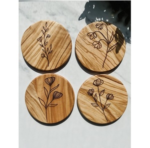 Ensemble de sous-verres en bois MDF 4 tapis de luxe écologiques pour protéger les boissons/boissons/vin/verres à bar Conception d'écorce d'arbre 10mm d'épaisseur - Product Image 6