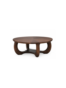 Modern Round <b>Walnut</b> <b>Coffee</b> <b>Table</b> Midcentury Design Handmade Wood Living Room Furniture Dark Brown Finish - Product Image 4