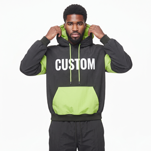 Sudadera con Capucha Oversize de Nylon Grueso para Hombre, de Dos Colores, Hombros Caídos, Manga Larga, Estilo Casual Urbano, Ropa Personalizada de Moda - Product Image 3