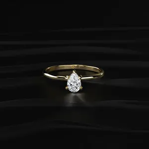 Bague en forme de poire avec halo caché, bague de mariage pour femme, look magnifique, acheter directement auprès d'un fournisseur indien de confiance - Product Image 1