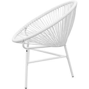Chaise de jardin en rotin PE blanc de résistance moyenne avec structure en acier thermolaqué, mobilier d'extérieur durable - Product Image 3