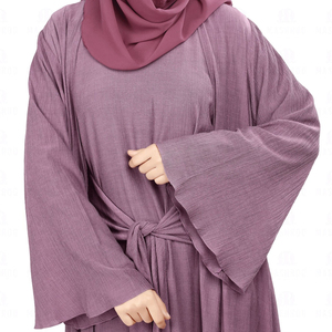 Pakistan Modest High Quality Linen/Cotton/Polyester Embroidery Seamless Lightweight Quick Dry Breathable <b>Flared</b> Hem Muslim Women - Product Image 4