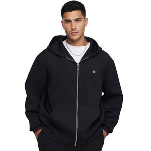 เสื้อฮู้ดซิปผ้าฝ้ายฟลีซหนา 400 GSM สำหรับผู้ชาย ทรงโอเวอร์ไซส์ สตรีทแวร์ ซิปเต็มตัว รับสกรีนโลโก้ เสื้อฮู้ดเปล่า ขายส่ง OEM - Product Image 1