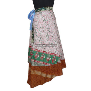 Sexy Bohemian <b>Summer</b> Silk Wrap <b>Skirt</b> for Women Natural Waist 2-Layer Design - Product Image 5