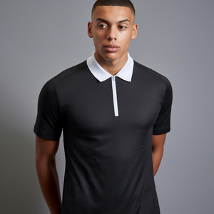 Camiseta de Manga Corta con Cuello, Personalizada con Logotipo, de Alta Calidad, con Cierre de 1/4, Impresión por Transferencia de Calor, 100% Poliéster, Antiarrugas, de Secado Rápido, Estilo Casual Elegante - Product Image 1