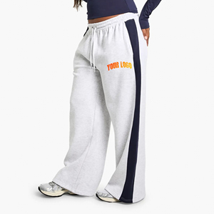 Super soldes hiver : Pantalon de jogging streetwear en molleton, coupe ample et oversize, jambe large avec fentes latérales pour femme - Product Image 1