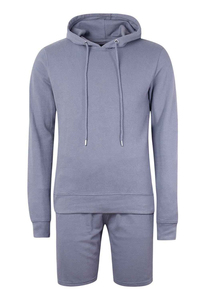 Ensembles d'été en coton pour hommes, survêtement à capuche deux pièces, tenue streetwear délavée, vente en gros - Product Image 4