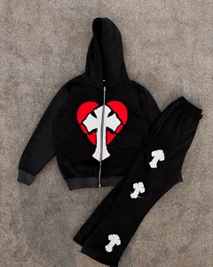 Modern Streetwear Men Tracksuit <b>Set</b> Embroidery Hoodie And Sweatpants OEM ODM Supplier - Product Image 1