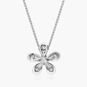 Colgante de Diamante en Forma de Flor, Plata 925 con Baño de Rodio, Engaste Pavé, Amuleto de Lujo para Uso Diario Femenino - Product Image 3