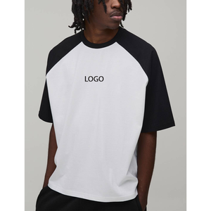 High Quality 240GSM O-Neck T-Shirt 100% Cotton Regular Fit Streetwear <b>Baseball</b> Uniform Top Raglan Sleeve Custom Men <b>Tees</b> - Product Image 4