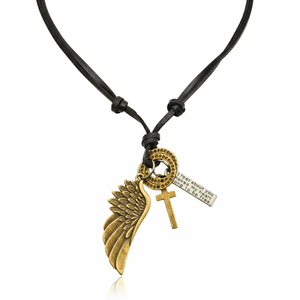 18K Gold Plated <b>Titanium</b> Steel Pendant with Adjustable Leather Rope for Men & Boys - Product Image 3