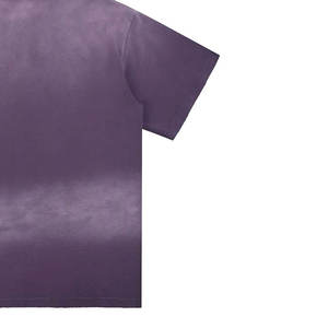 T-shirt décontracté tricoté pour homme, violet uni, col rond, effet délavé, manches courtes, coupe classique, design vierge - Product Image 2