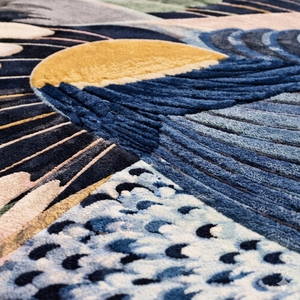 Custom Hand-Tufted Wool Area Rug Modern Abstract Colorful Bird Feathers Motif Irregular Shape Thick Plush 3D Carved Floor Carpet - Product Image 5