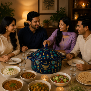 <b>Marvel</b> Handicrafts Ramadan Moon Palm Lantern <b>Print</b> Insulated Steel Casserole Hot Pot with Lid Premium Food Warmer for Dining - Product Image 2