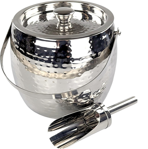 Seau à glace en acier inoxydable, design martelé, poli miroir, seaux à glace en acier les plus demandés - Product Image 1