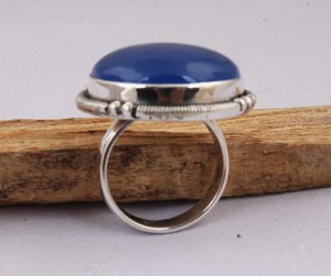 Natural Blue Jade Large Round <b>Ring</b> 925 Sterling Silver Jewelry Big Stone <b>Statement</b> <b>Ring</b> Vintage Style Blue Gemstone <b>Ring</b> for Her - Product Image 5