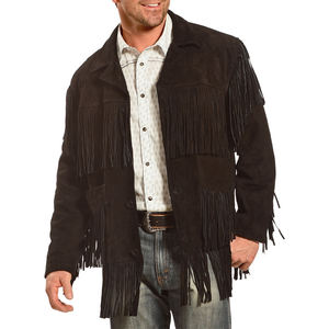Latest-Style Unisex-Traditional Western Cowboy <b>Suede</b> Leather <b>Jacket</b> Coat With Beaded-Fringed - Product Image 4