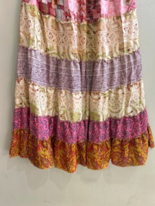 Jupe longue bohème patchwork pour femme, taille élastique, volants, coupe trapèze, imprimée, en viscose et polyester, toutes saisons - Product Image 6