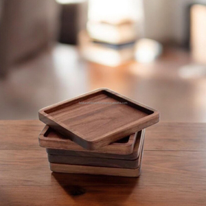 Ensemble de sous-verres ronds en bois de noyer moderne, faits à la main, multi-épaisseurs, pour la maison et l'hôtellerie, par Falak World Export - Product Image 3