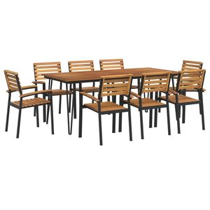 9 pezzi in legno massiccio di Acacia e metallo Patio Set da pranzo mobili da esterno durevoli - Product Image 2