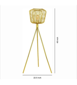 Lampe de table en fer, vente en gros, abat-jour en tissu doré, fabricant, lampe sur pied en treillis métallique personnalisée, OEM ODM, trépied doré en gros - Product Image 6