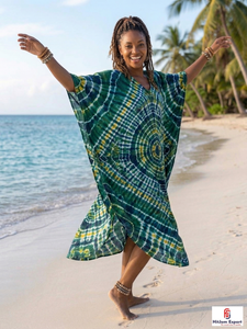 Vestido Kaftán Estampado para Mujer, Holgado, Ropa de Playa, Verano, Vacaciones, Tela Suave, Venta al Por Mayor - Product Image 5