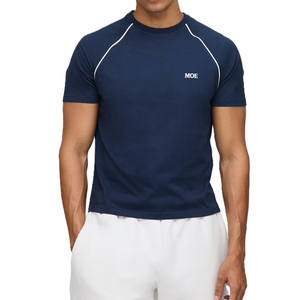 Camiseta transpirable de algodón de alto rendimiento para hombre con costuras raglán en los hombros, manga corta, OEM, marca privada, suministro al por mayor - Product Image 1