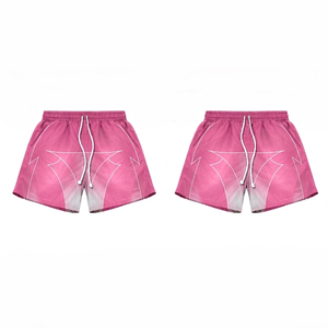 Shorts coupe-vent pour femmes, 140 GSM, microfibre polyester, orange et violet, panneau latéral avec sublimation, broderie, logo personnalisé. - Product Image 6