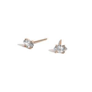 Minimalist Marquise Cut Lab Grown Diamond IGI Certified 14K/18K Solid Gold 925 <b>Silver</b> Claw Prong Set Wedding Everyday <b>Stud</b> - Product Image 4