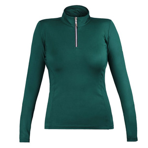 Chemise d'équitation de luxe moderne haut de gamme pour femme, légère, décontractée, unie, avec logo brodé, fermeture éclair, séchage rapide, extensible - Product Image 4