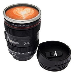 Mug isotherme en acier inoxydable avec couvercle, motif objectif d'appareil photo, cadeau fantaisie - Product Image 3