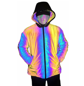 Custom Holographic Windbreaker <b>Jacket</b> <b>Men</b>’s <b>Reflective</b> Hoodie Streetwear Fashion <b>Mens</b> <b>Jackets</b> - Product Image 1