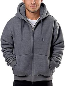 Sweat à capuche en laine pour homme, coupe ajustée, épais et chaud, avec fermeture éclair, en coton, style couverture oversize - Product Image 2