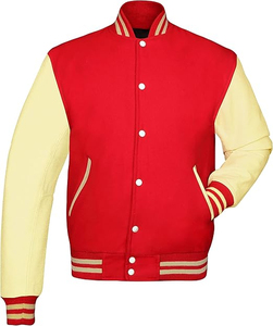<b>Mens</b> Slim Zipper Pu Varsity Bomber Jacket With Leather Sleeve Winter Coat In Black - Product Image 4